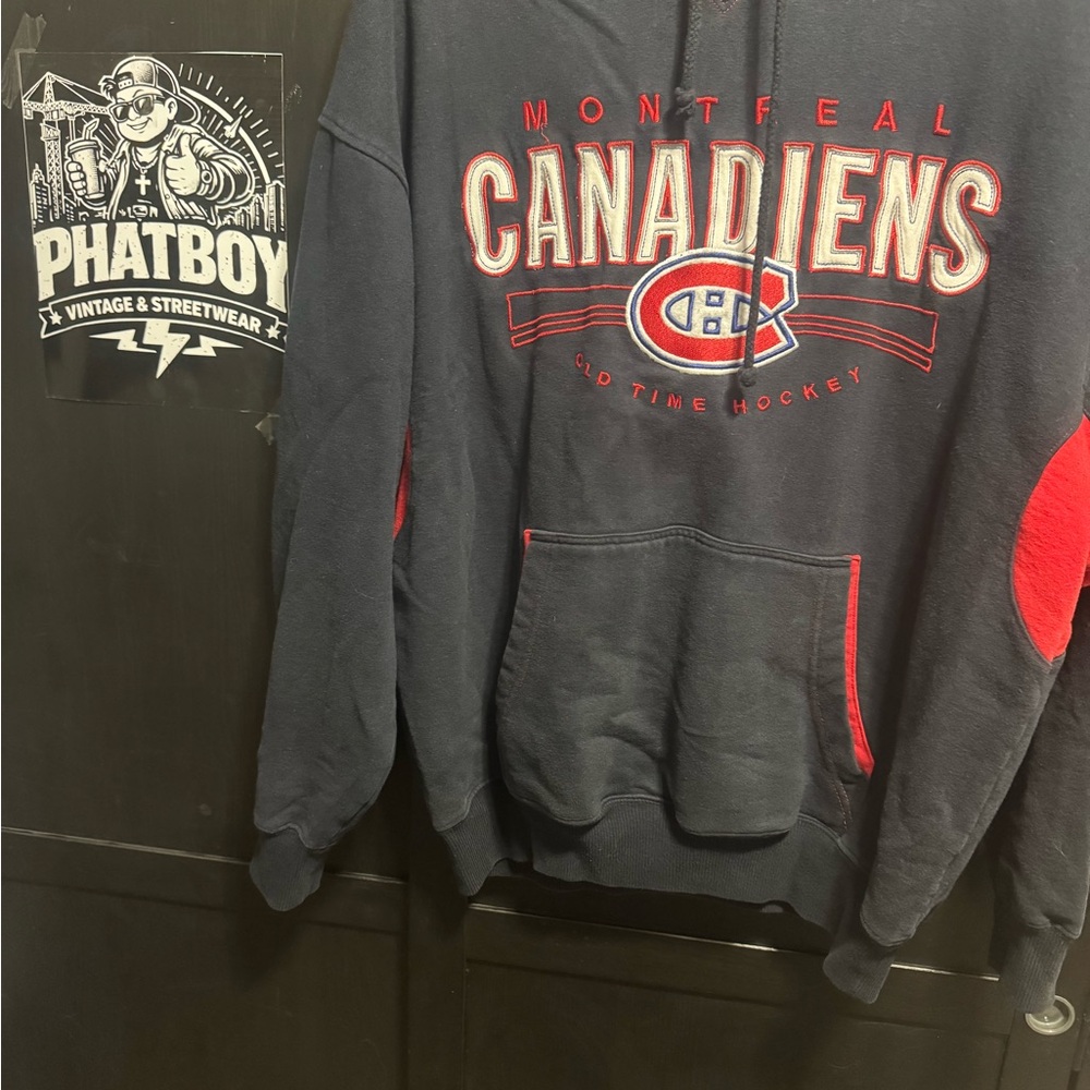 NHL Montreal Canadiens Navy and Red Pullover Hoodie - Team Logo